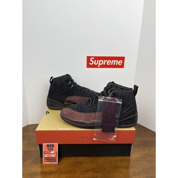 10W/8.5M Jordan 12 SP x A Ma Maniere “Black" DV6989-001 Black Maroon Basketball - Picture 1 of 10